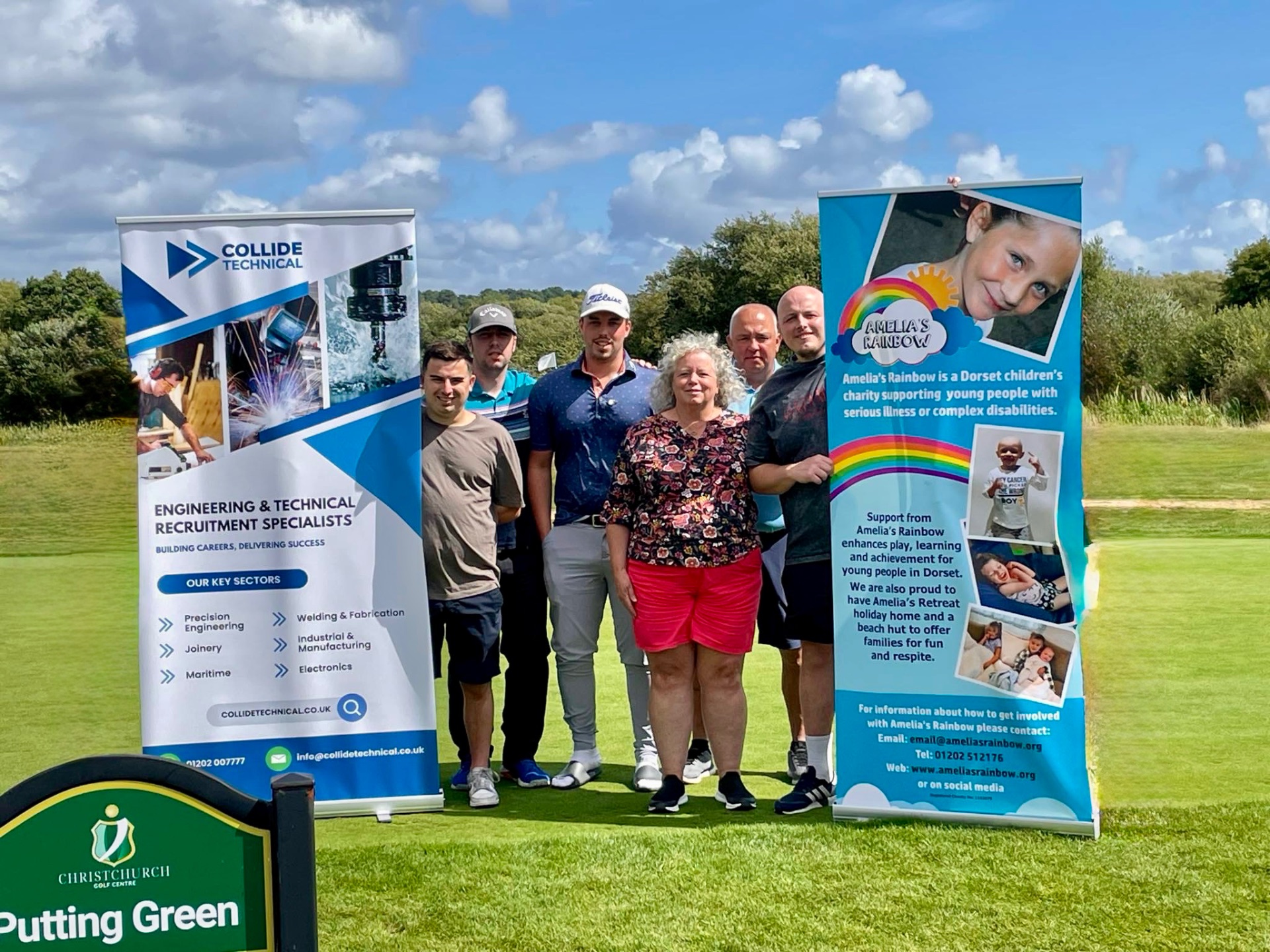 Collide Technical team at a charity golf day supporting Amelia's Rainbow