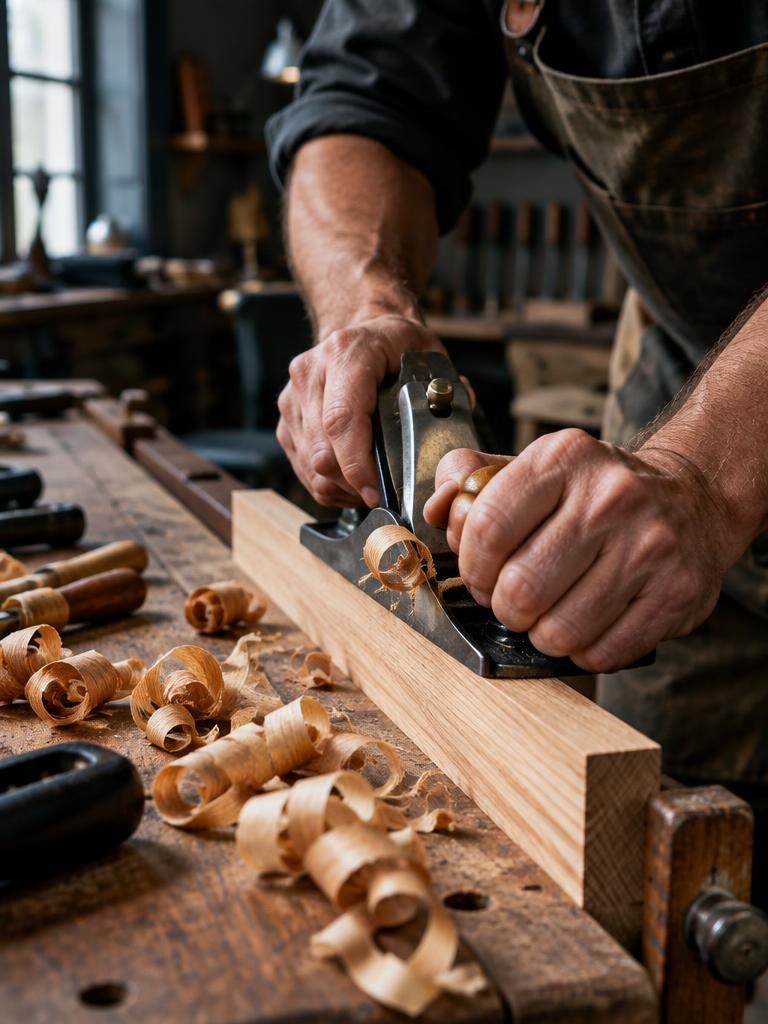 Joiner crafting bespoke wooden cabinetry
